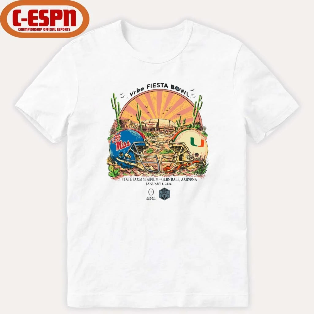 Official Ole Miss Vs Miami 2026 VRBO Fiesta Bowl Retro T-Shirt