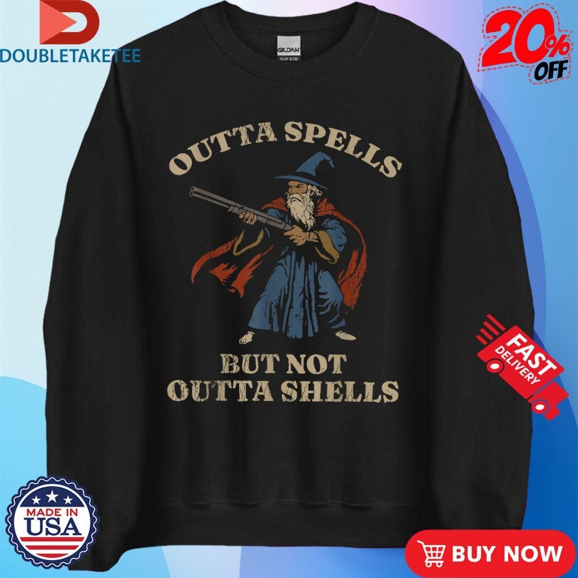 Official Outta Spells But Not Outta Shells Wizard Fantasy Shirts