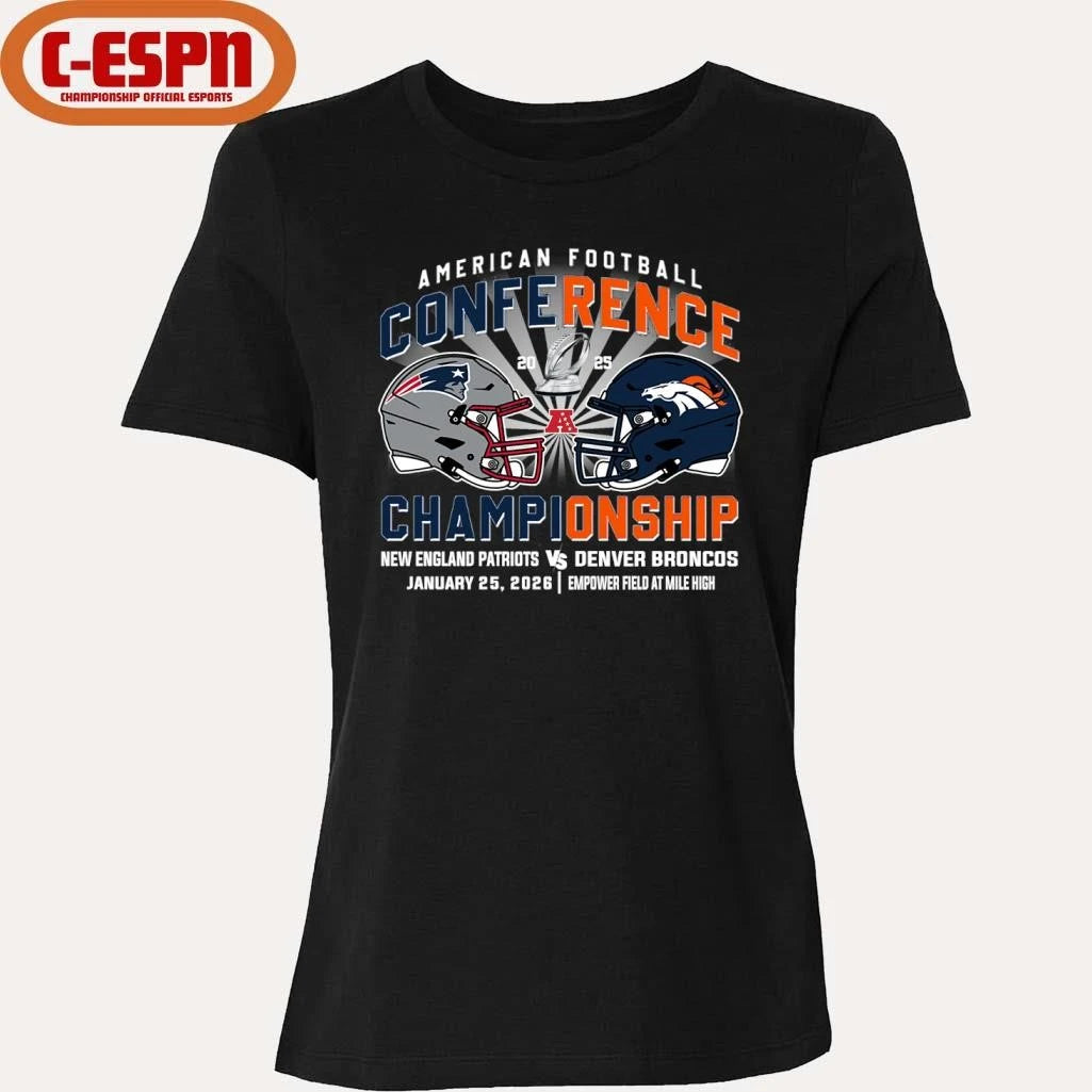 Official Patriots Vs Broncos AFC Conference Championship Duel Helmet T-Shirt