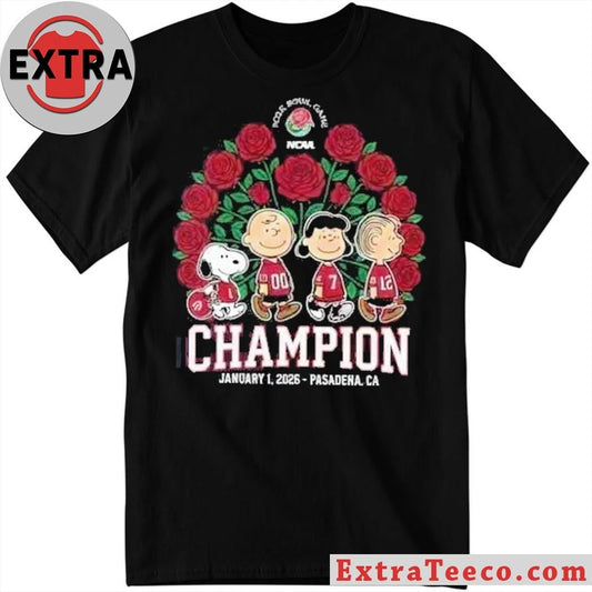 Official Peanuts Rose Bowl Game NCAA Champion January 1 2026 Pasadena Ca T-shirt