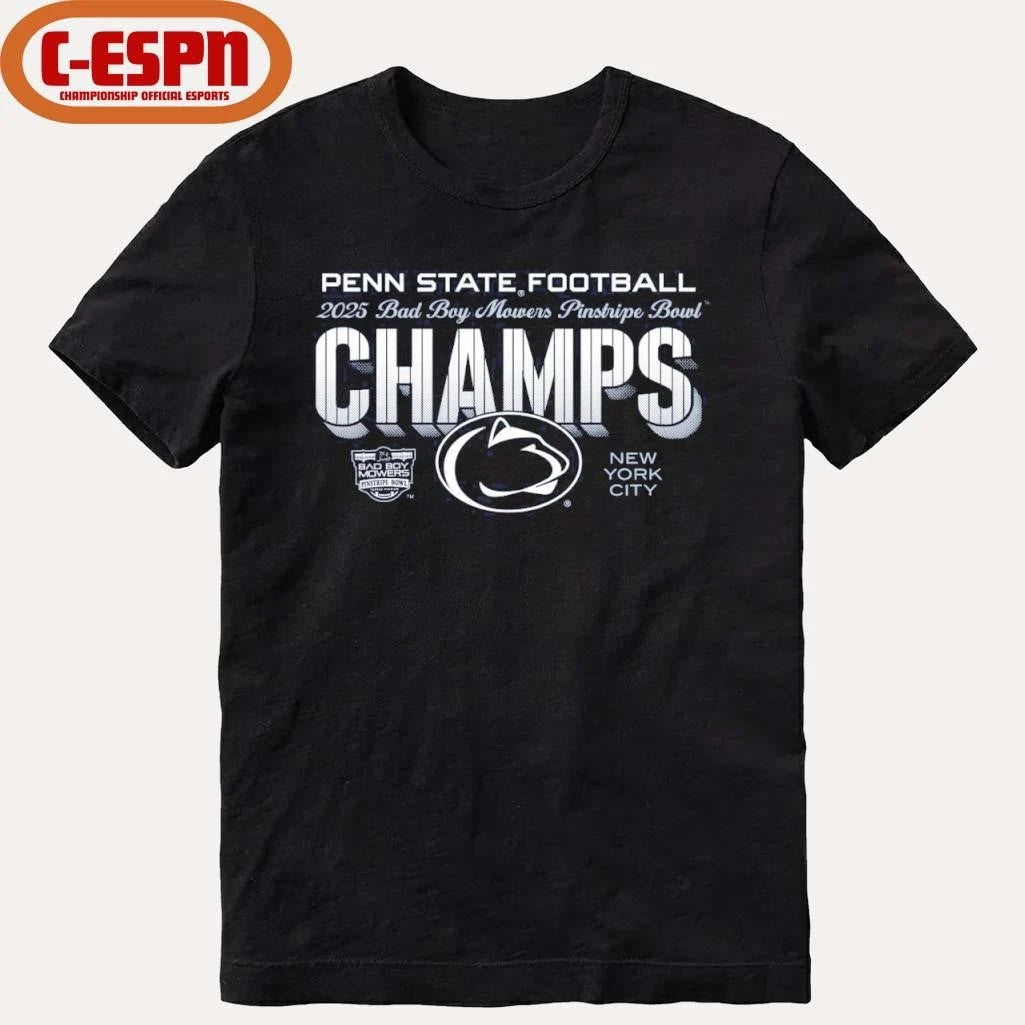 Official Penn State 2025 Pinstripe Bowl Champs T-Shirt
