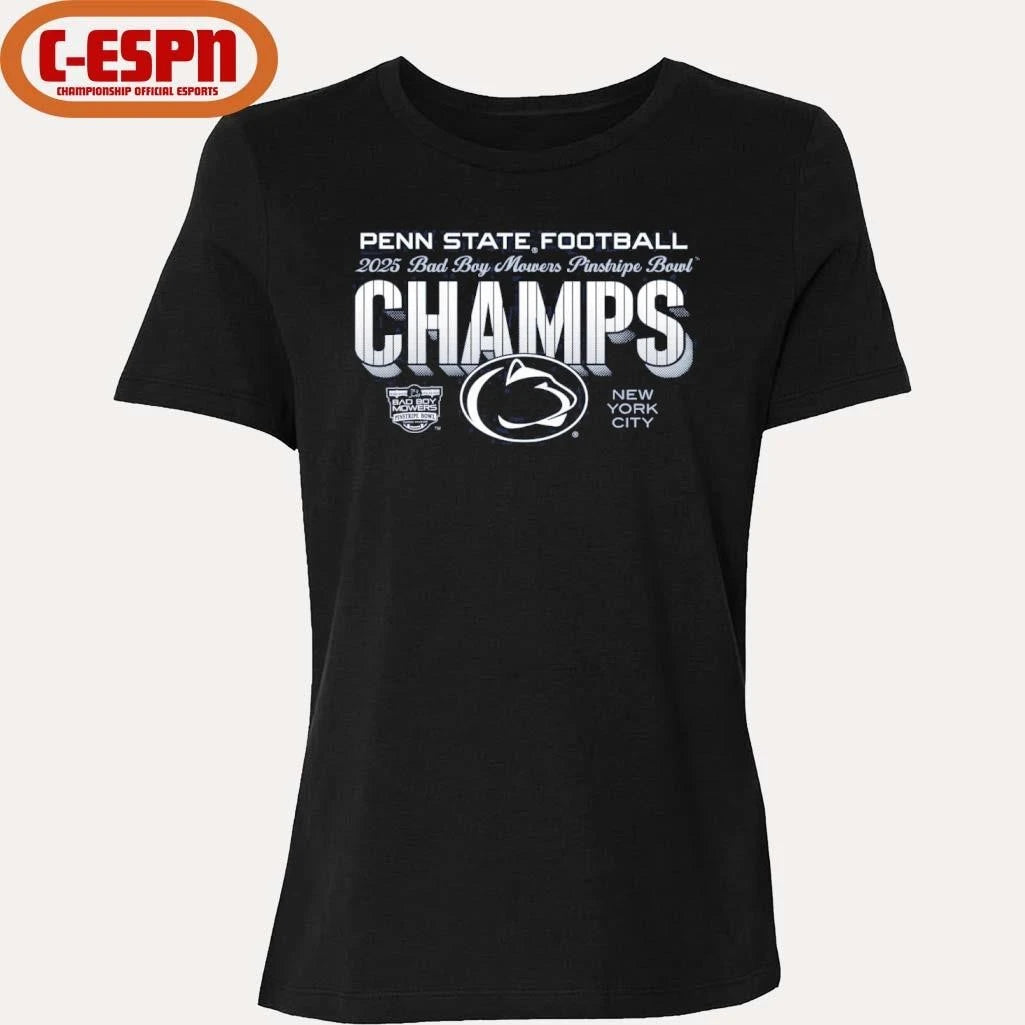 Official Penn State 2025 Pinstripe Bowl Champs T-Shirt