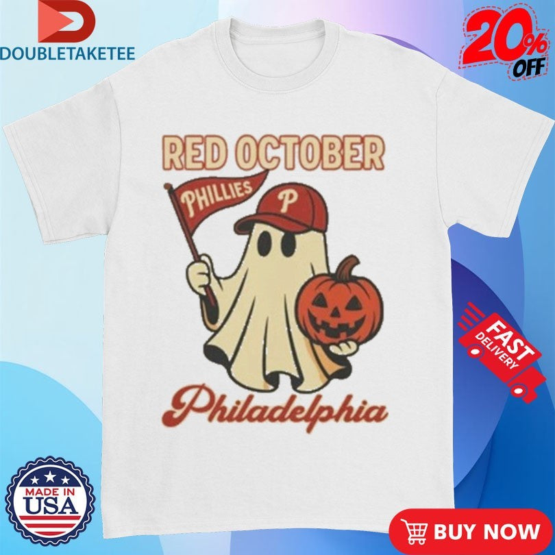 Official Philadelphia Phillies Red October 2025 Ghost Halloween Shirts