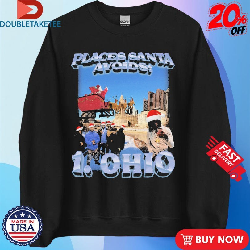 Official Places Santa Avoids Ohio Christmas Shirts