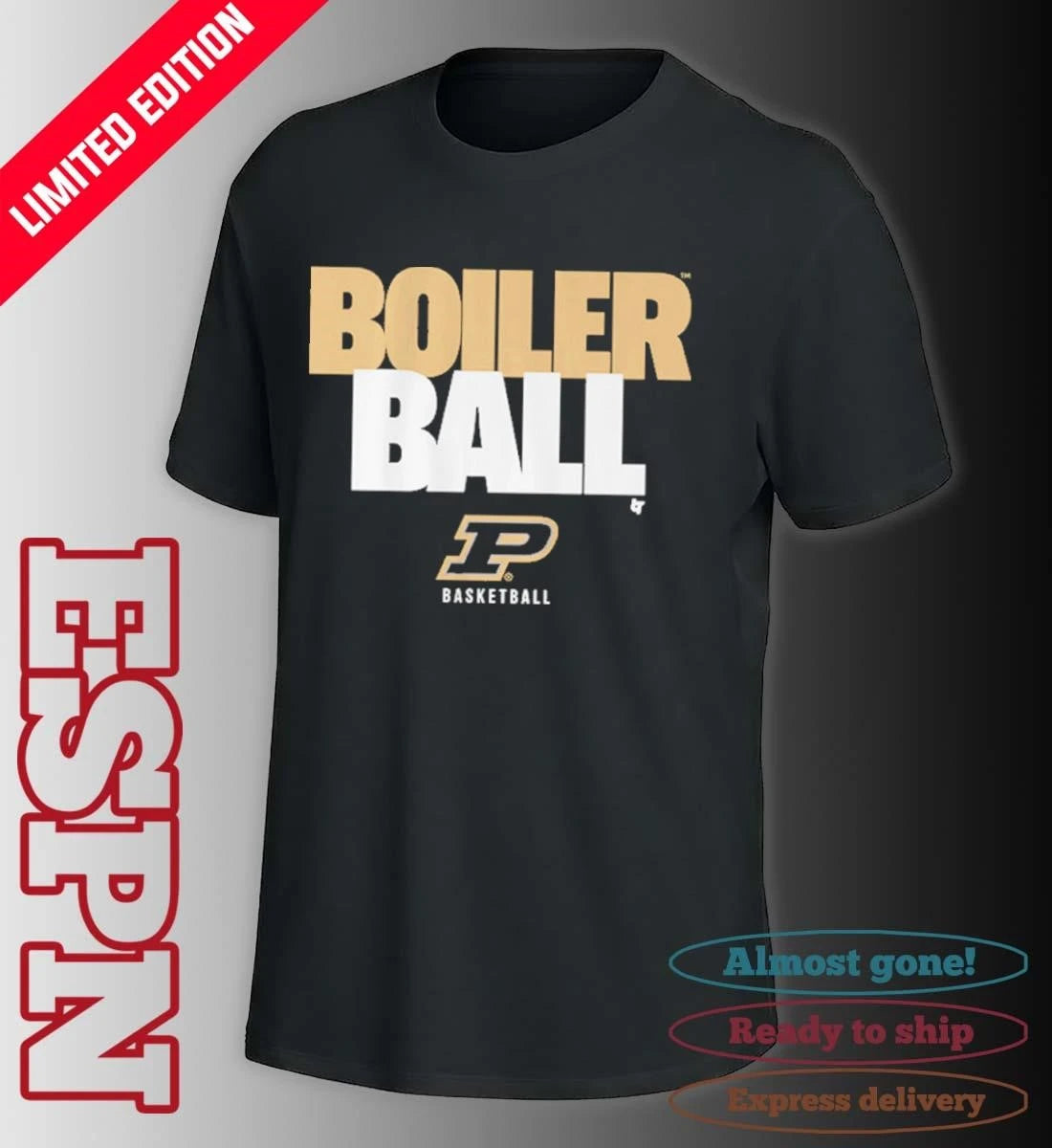 Official Purdue Basketball Boiler Ball Text Stack Shirt
