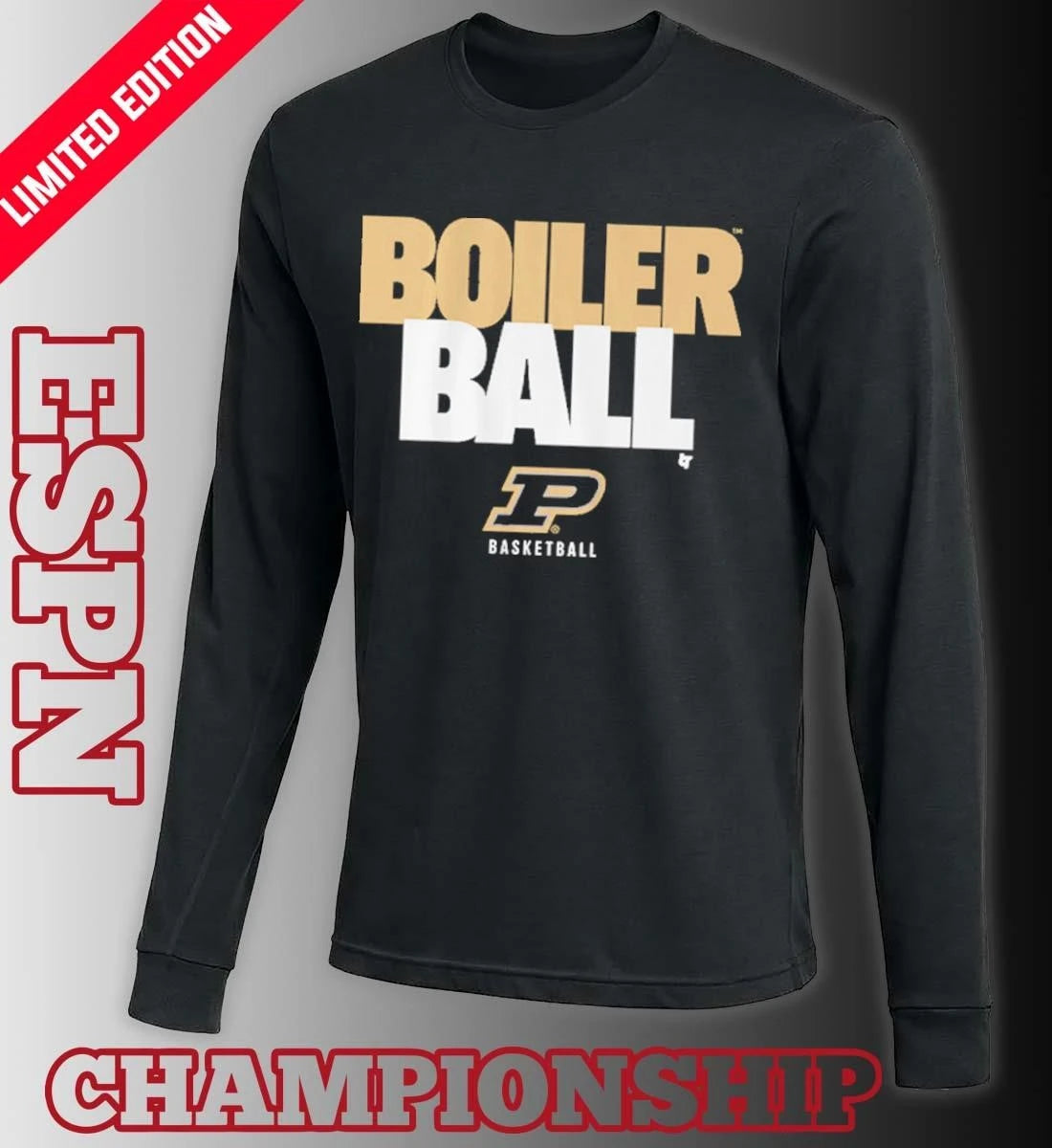 Official Purdue Basketball Boiler Ball Text Stack Shirt