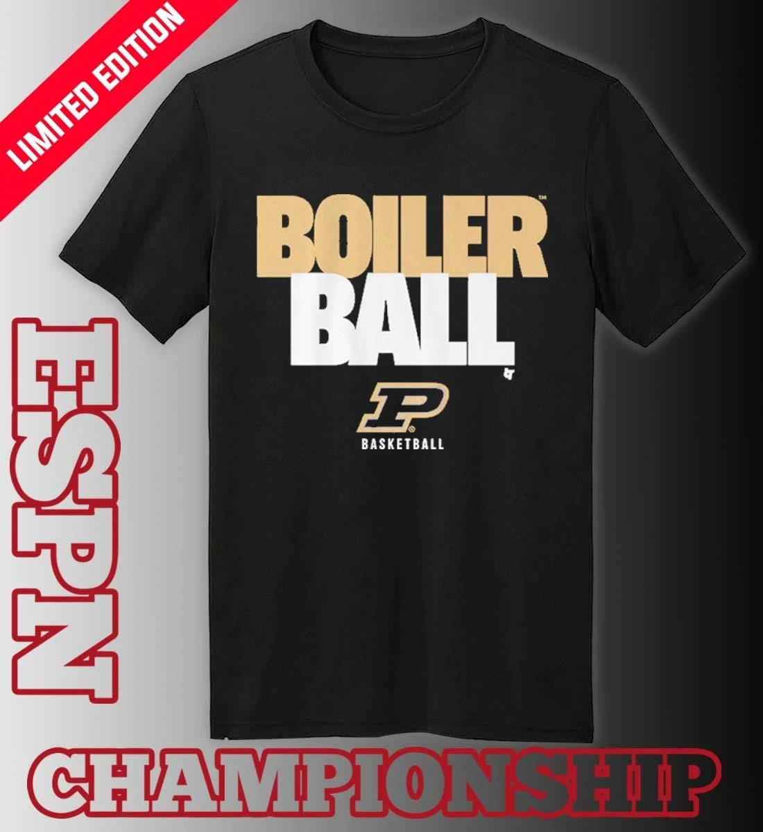 Official Purdue Basketball Boiler Ball Text Stack Shirt