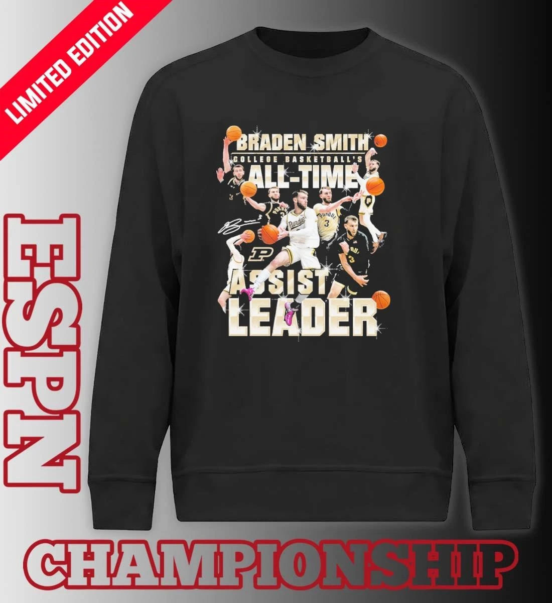 Official Purdue Boilermakers Men’s Basketball Braden Smith Assist Record Shirt