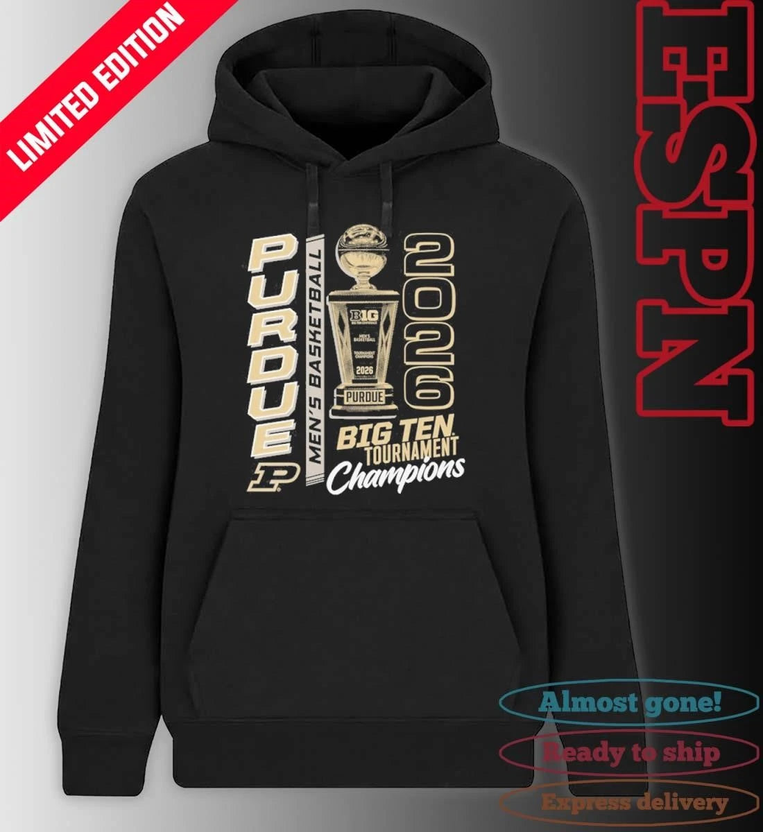 Official Purdue Men’s Basketball 2026 Big Ten Tournament Champions Trophy Shirt