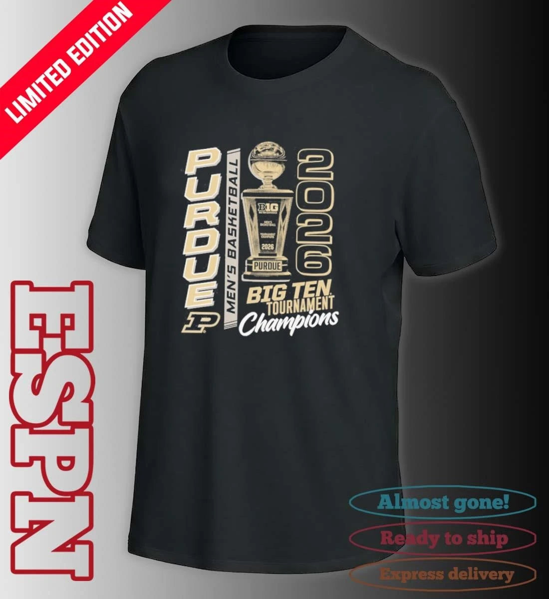 Official Purdue Men’s Basketball 2026 Big Ten Tournament Champions Trophy Shirt