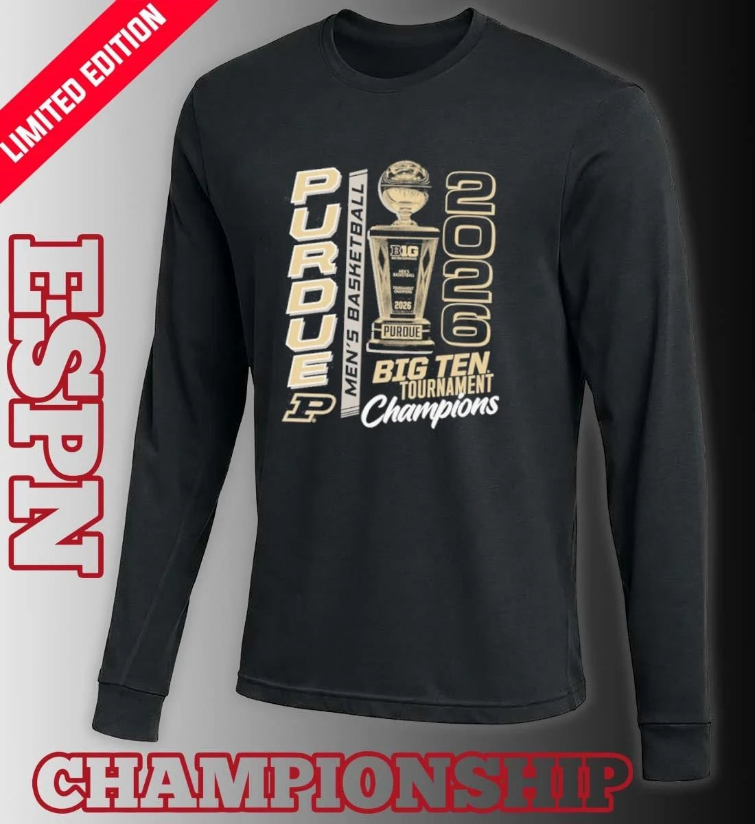 Official Purdue Men’s Basketball 2026 Big Ten Tournament Champions Trophy Shirt