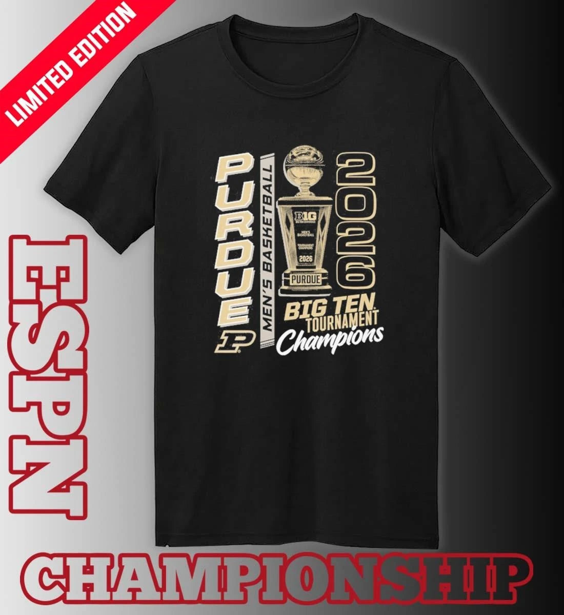 Official Purdue Men’s Basketball 2026 Big Ten Tournament Champions Trophy Shirt