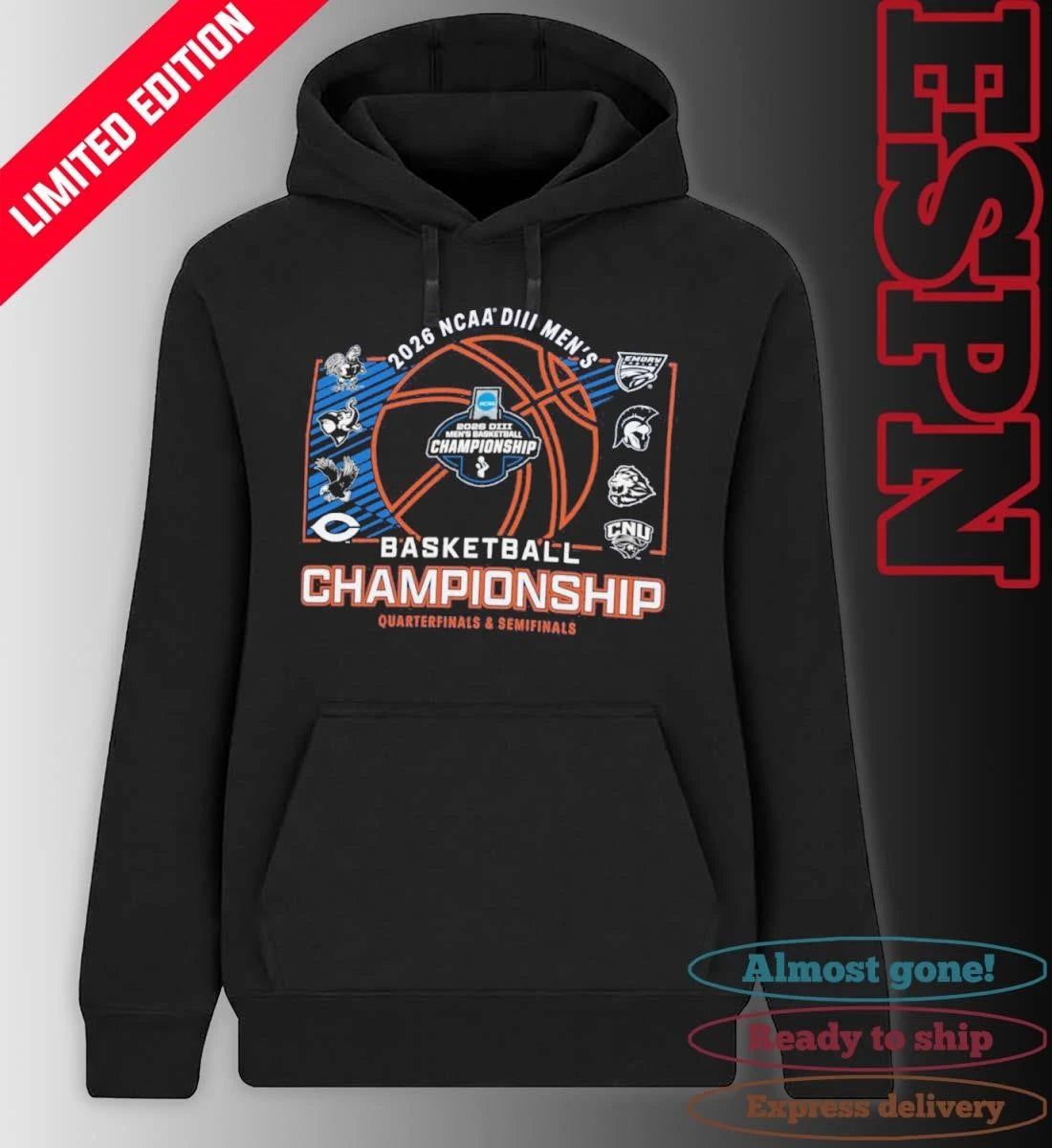 Official Quarterfinals, Semifinals 2026 NCAA Division III Men’s Basketball Championship Shirt