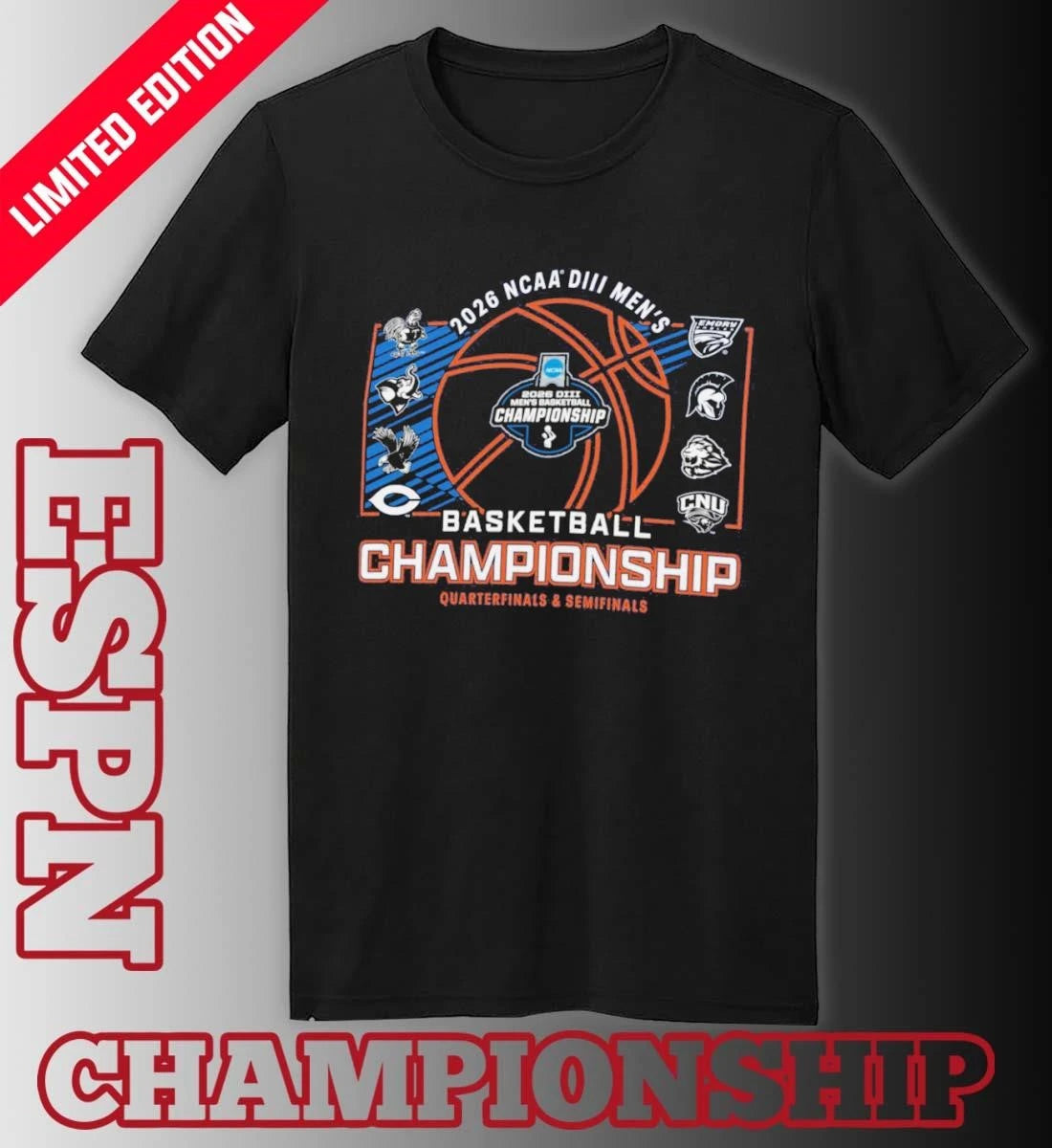 Official Quarterfinals, Semifinals 2026 NCAA Division III Men’s Basketball Championship Shirt