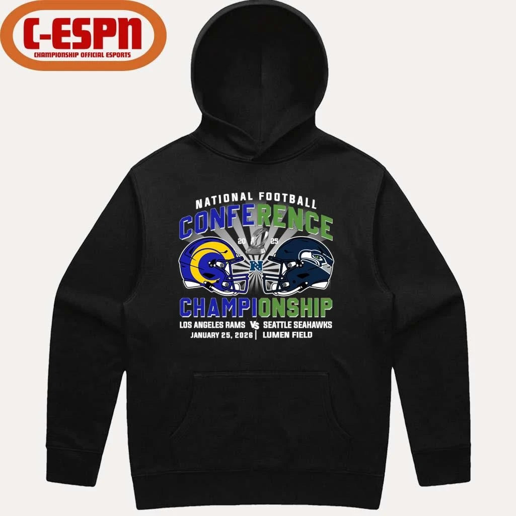 Official Rams Vs Seahawks NFC Conference Championship Duel Helmet T-Shirt
