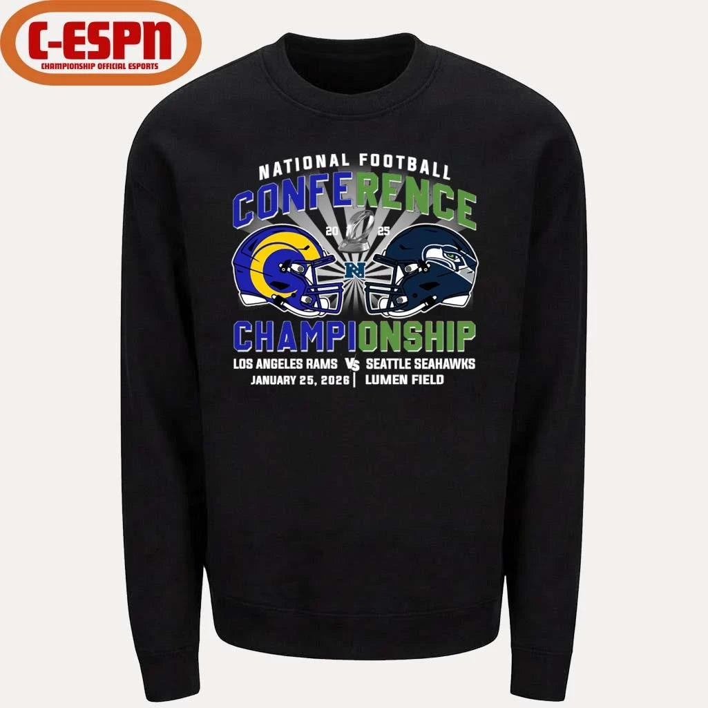 Official Rams Vs Seahawks NFC Conference Championship Duel Helmet T-Shirt