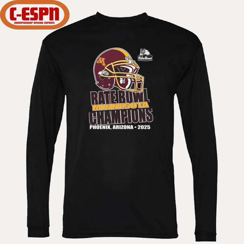Official Rate Bowl 2025 University of Minnesota Golden Gophers Champions Shirt