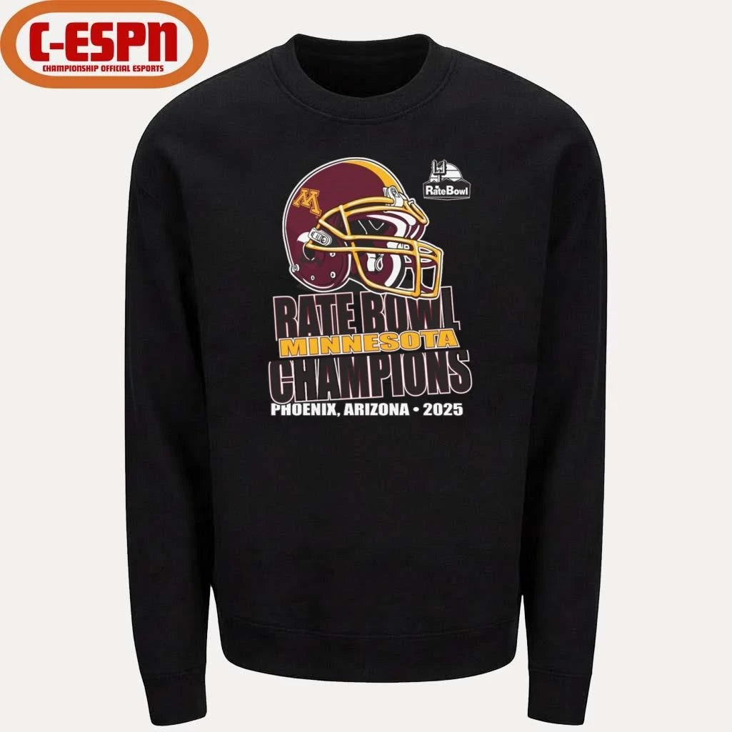 Official Rate Bowl 2025 University of Minnesota Golden Gophers Champions Shirt