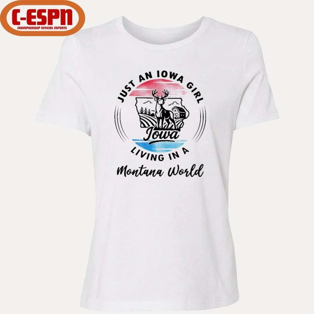 Official Reindeer Just An Iowa Girl Living In A Montana World Shirt