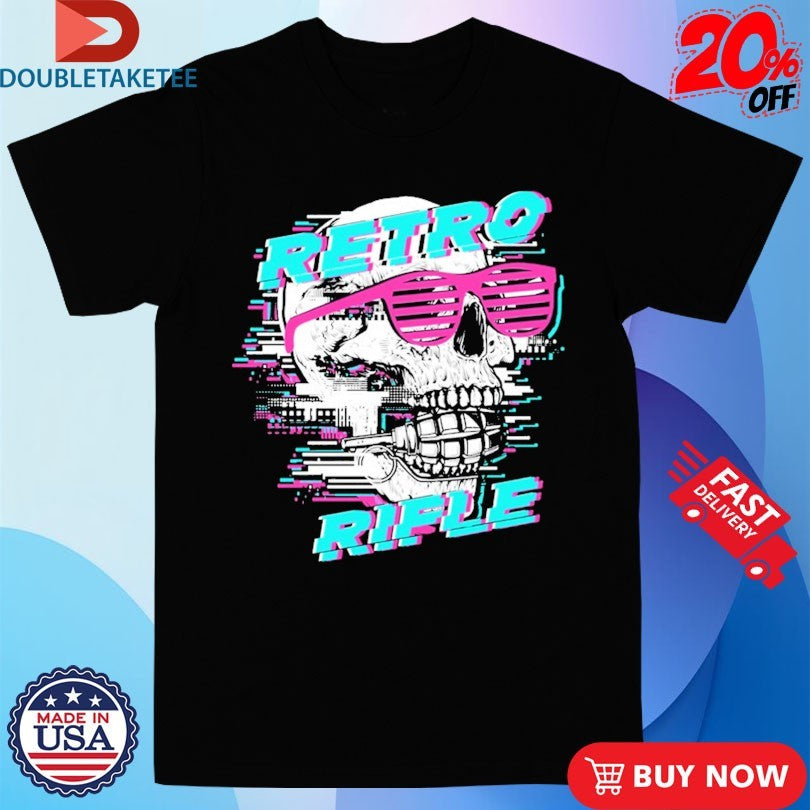 Official Retro Rifle Glitched Skull Shirts