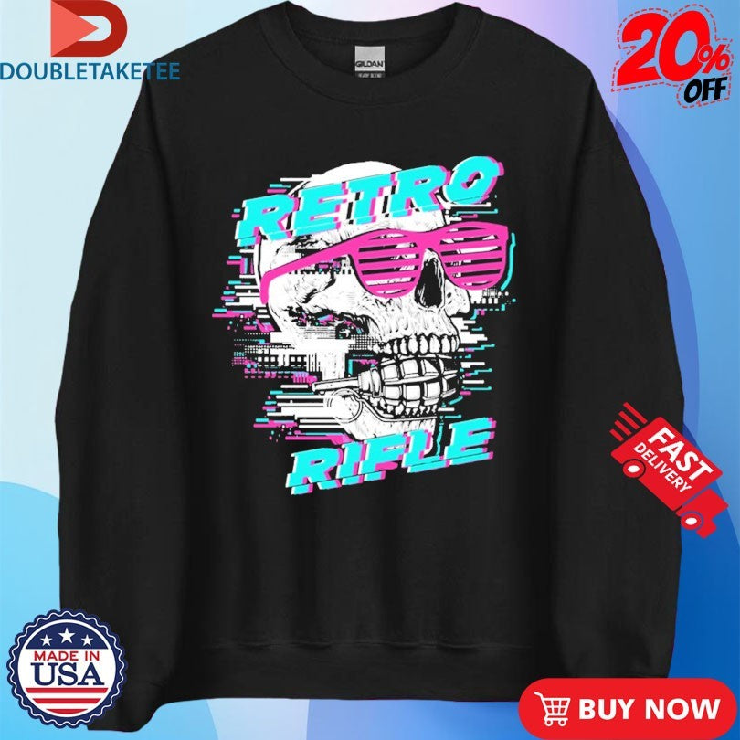 Official Retro Rifle Glitched Skull Shirts