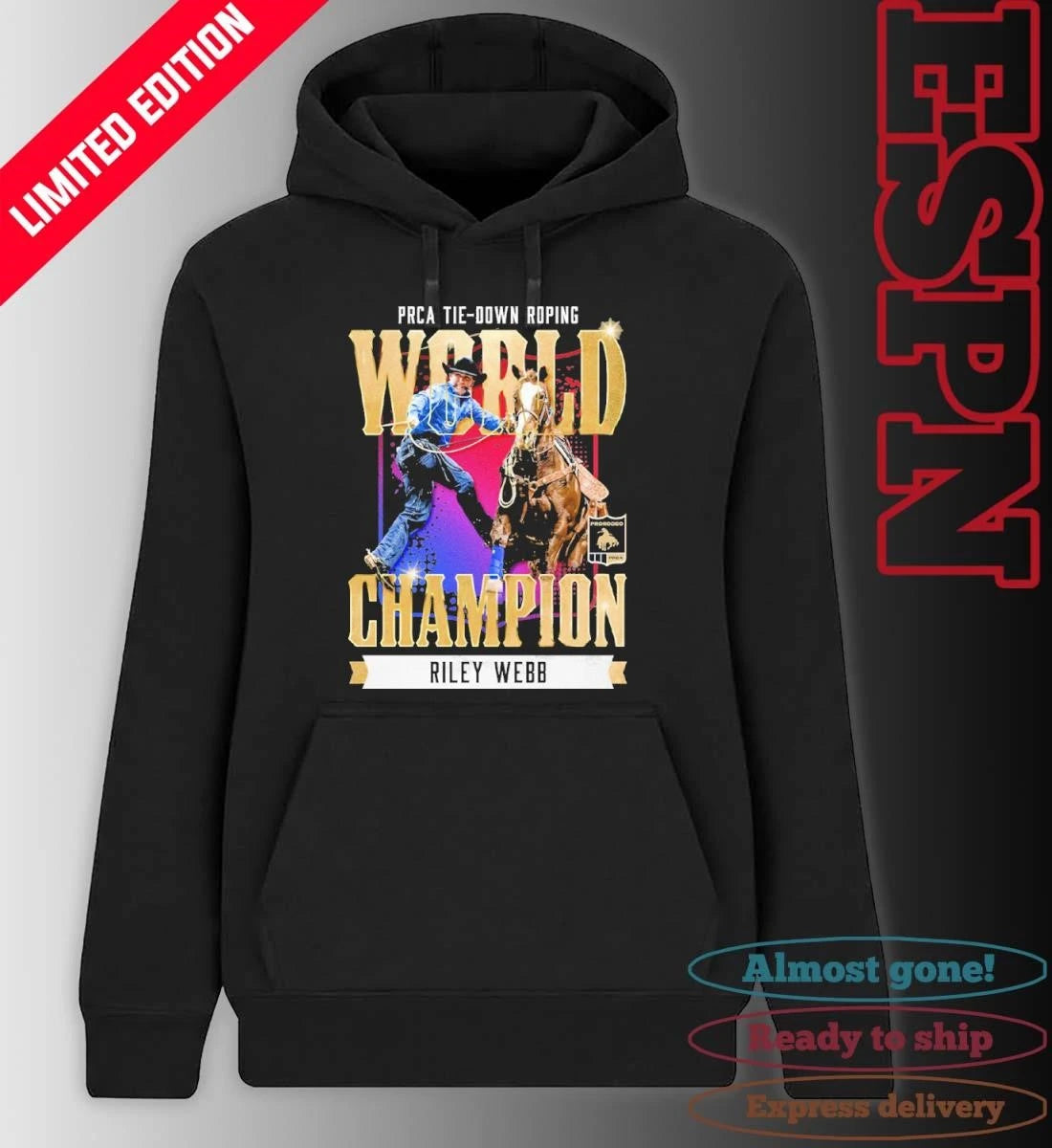 Official Riley Webb NFR 2025 Tie Down Champion T-Shirt