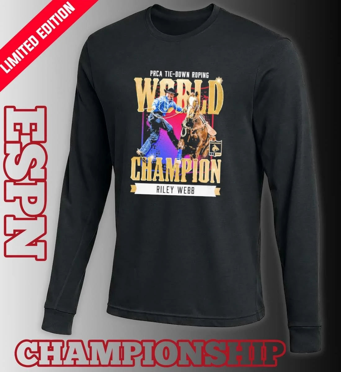 Official Riley Webb NFR 2025 Tie Down Champion T-Shirt