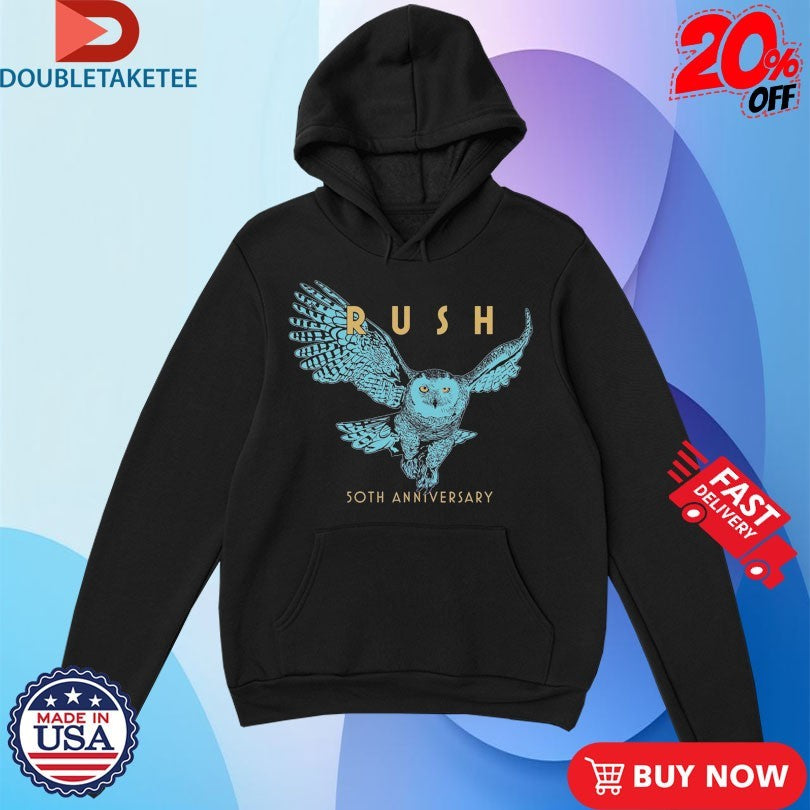 Official Rush 50th Anniversary Fly Owl Shirts