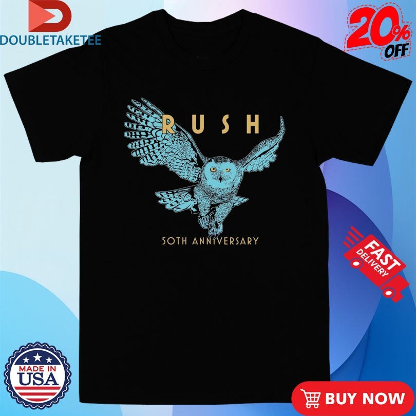 Official Rush 50th Anniversary Fly Owl Shirts