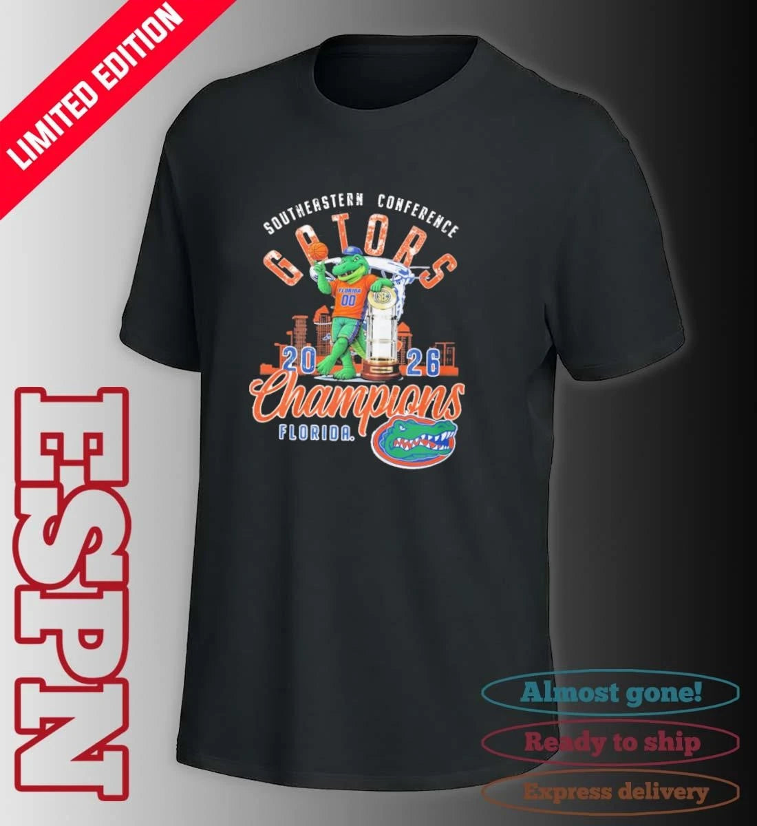 Official SEC Conference Champions 2026 Florida Gators Basketball Mascot Shirt