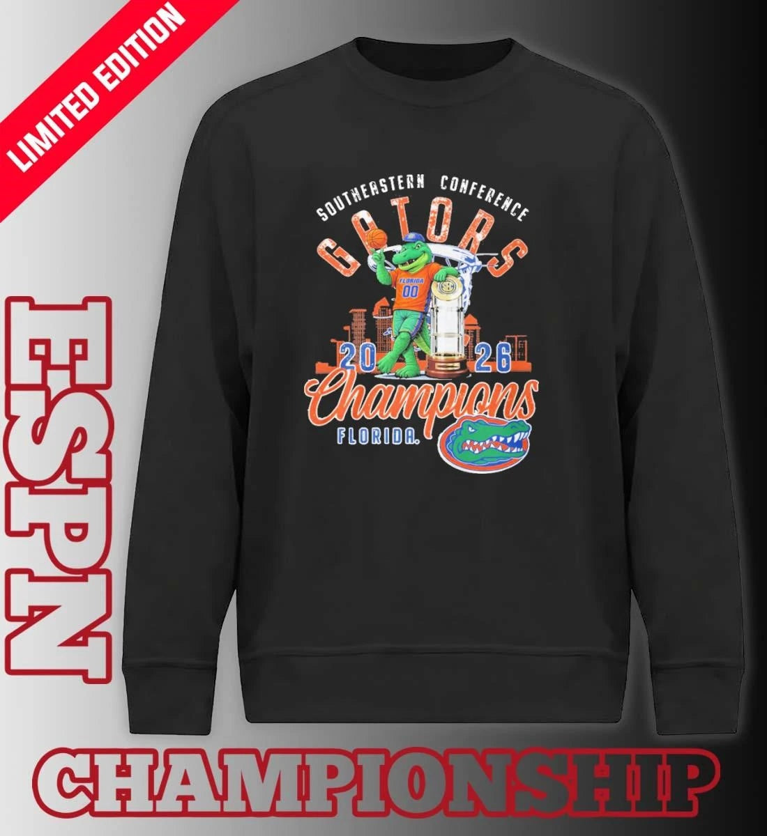 Official SEC Conference Champions 2026 Florida Gators Basketball Mascot Shirt