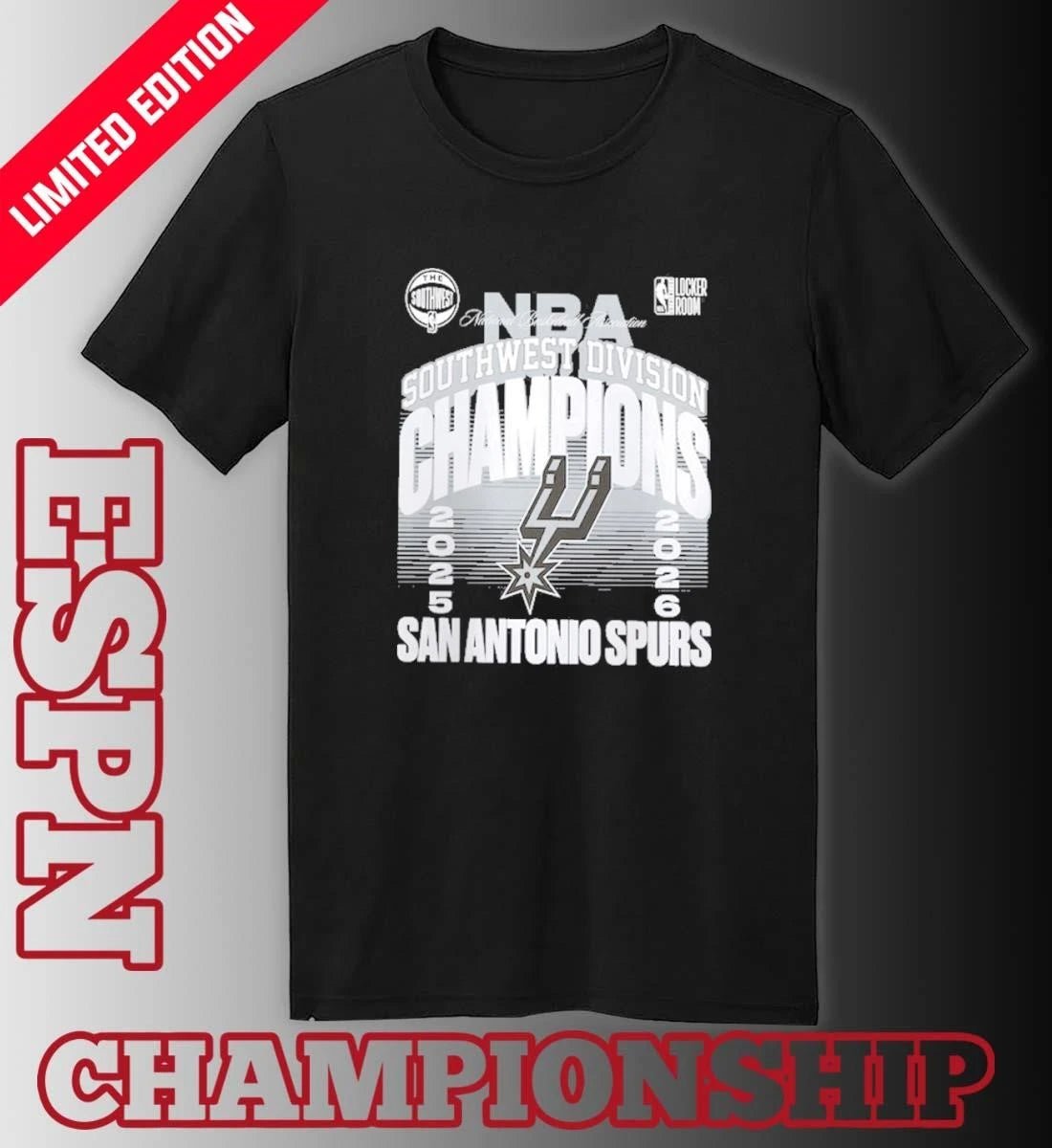 Official San Antonio Spurs 2026 Southwest Division Champions Locker Room T-Shirt