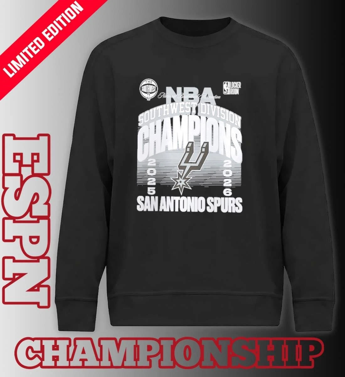 Official San Antonio Spurs 2026 Southwest Division Champions Locker Room T-Shirt