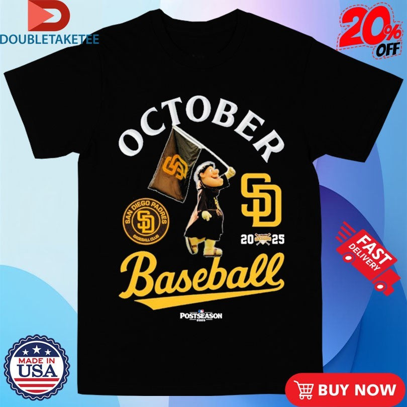 Official San Diego Padres Baseball Club October Baseball 2025 MLB Postseason Mascot Shirts