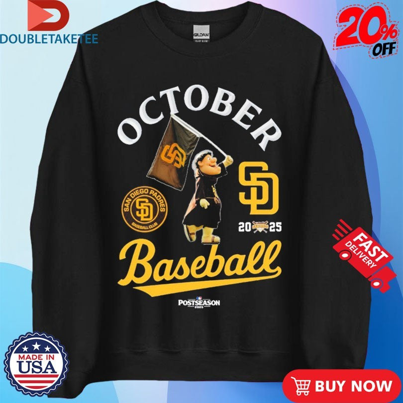 Official San Diego Padres Baseball Club October Baseball 2025 MLB Postseason Mascot Shirts