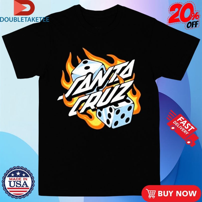 Official Santa Cruz Flaming Dice Dot Chest Dices Shirts