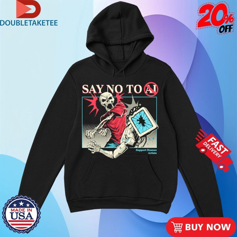 Official Say No To AI Support Human Artists Skeleton Shirts