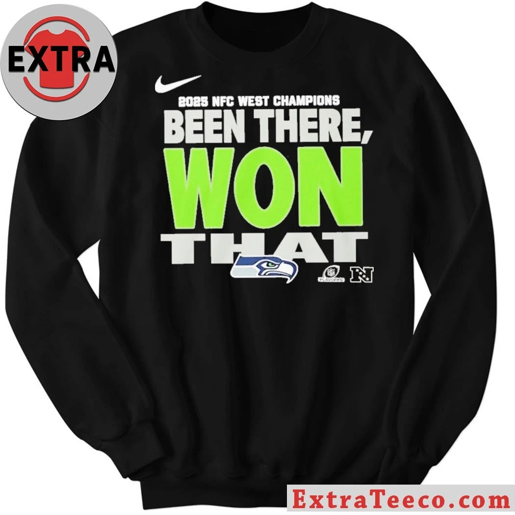 Official Seahawks 2025 NFC West Division Champions Been There Won That Locker Room Logo Shirt