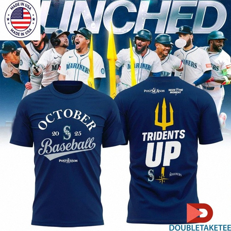 Official Seattle Mariners October Baseball 2025 Postseason Up Tridents Up Shirts
