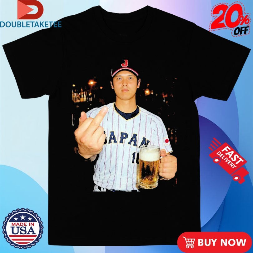 Official Shohei Ohtani Japan Baseball Team Middle Finger Beer Shirts