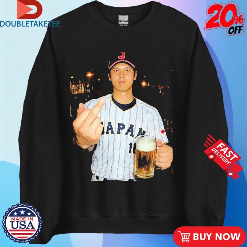 Official Shohei Ohtani Japan Baseball Team Middle Finger Beer Shirts