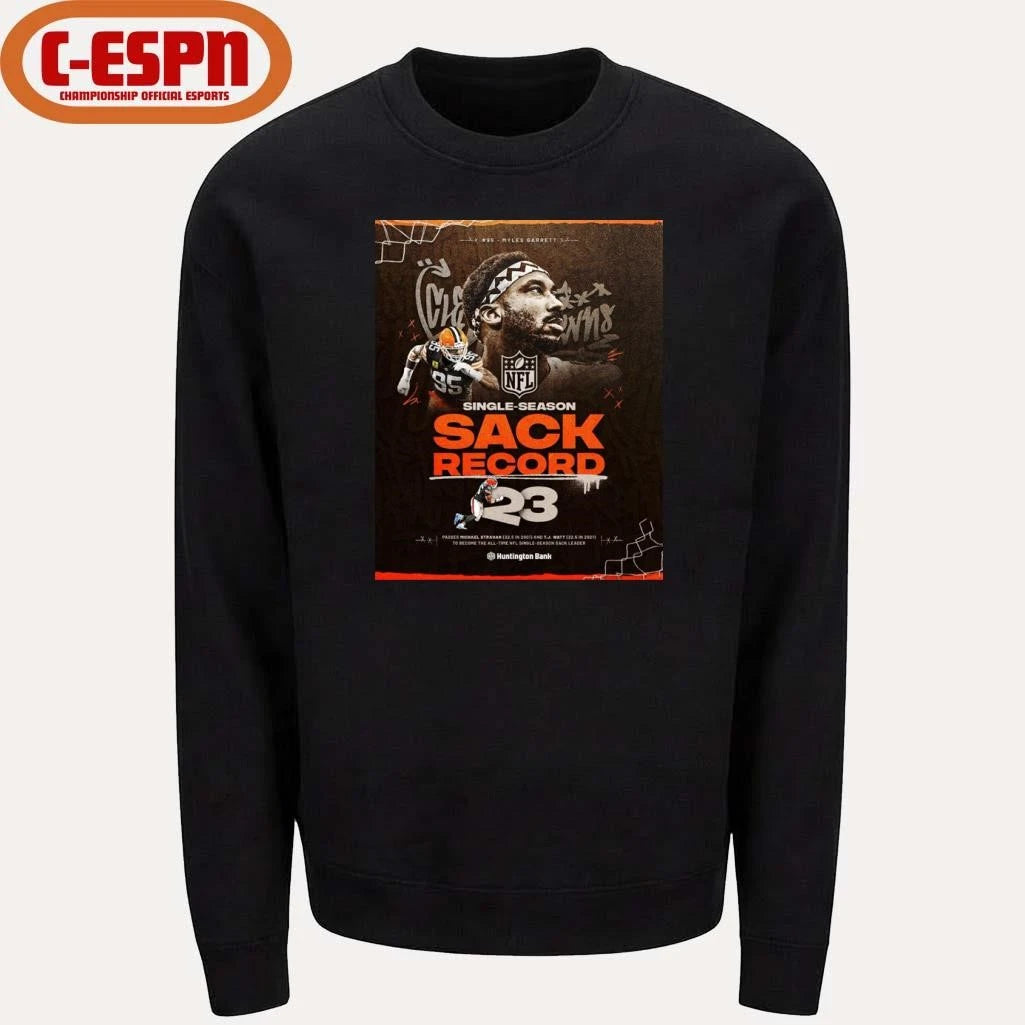 Official Single Season Sacks Record Myles Garrett Cleveland Football Shirt