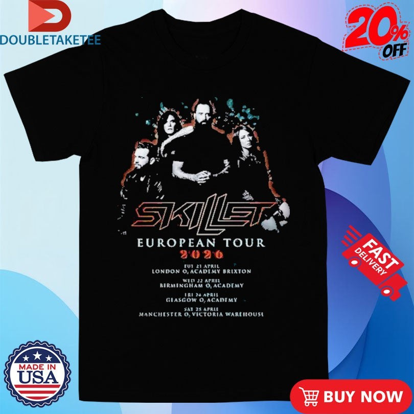 Official Skillet EU &amp; UK Tour 2026 Dates Shirts