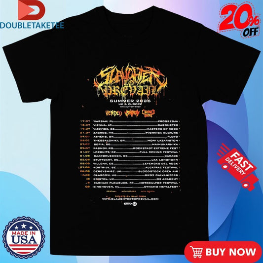 Official Slaughter To Prevail Summer 2026 UK And Europe Tour Dates Shirts