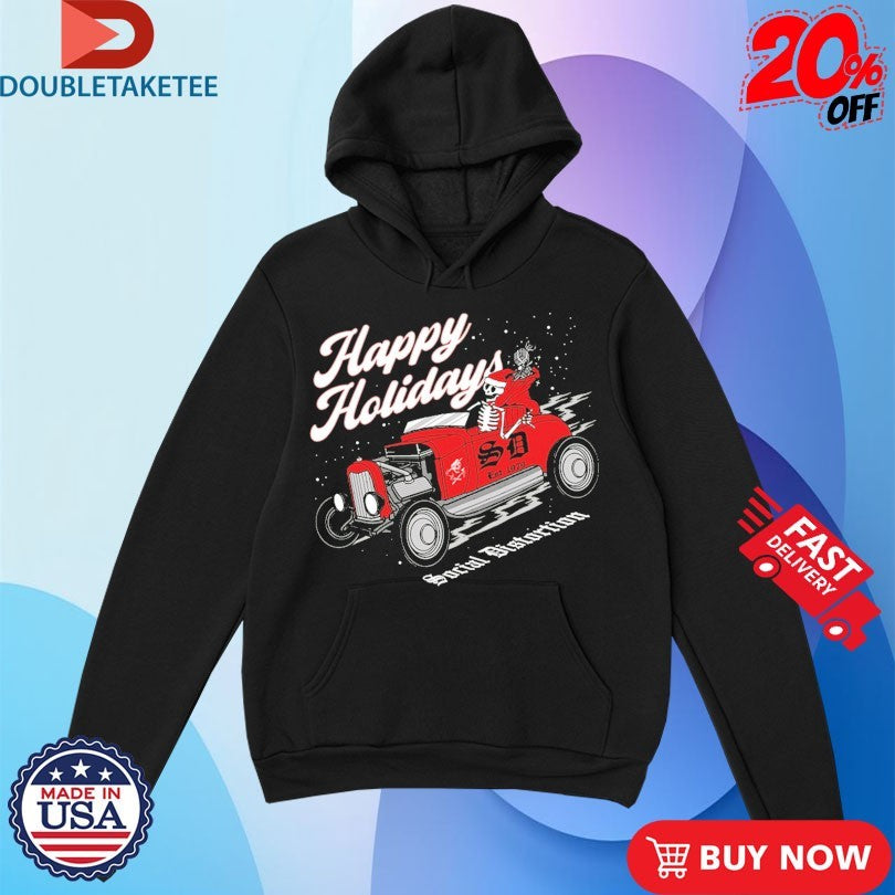 Official Social Distortion Happy Holidays Est 1979 Skelly Saltbox Sleigh Shirts