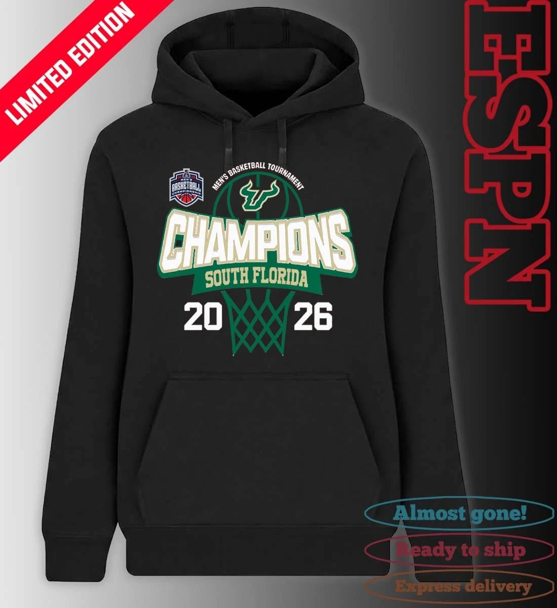 Official South Florida Bulls 2026 American Conference Men’s Basketball Tournament Champions Shirt