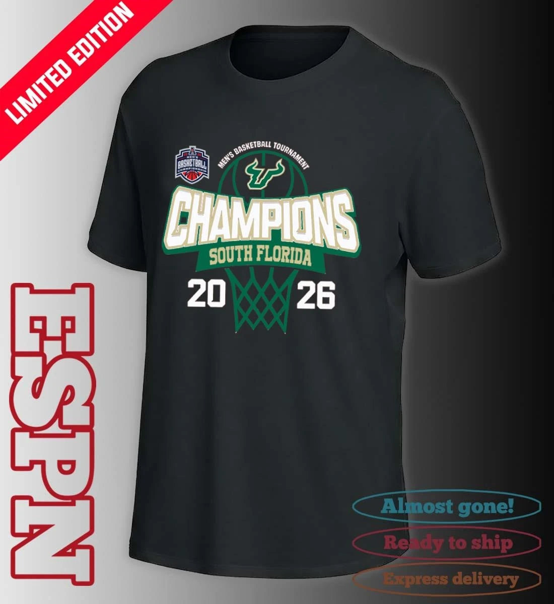 Official South Florida Bulls 2026 American Conference Men’s Basketball Tournament Champions Shirt