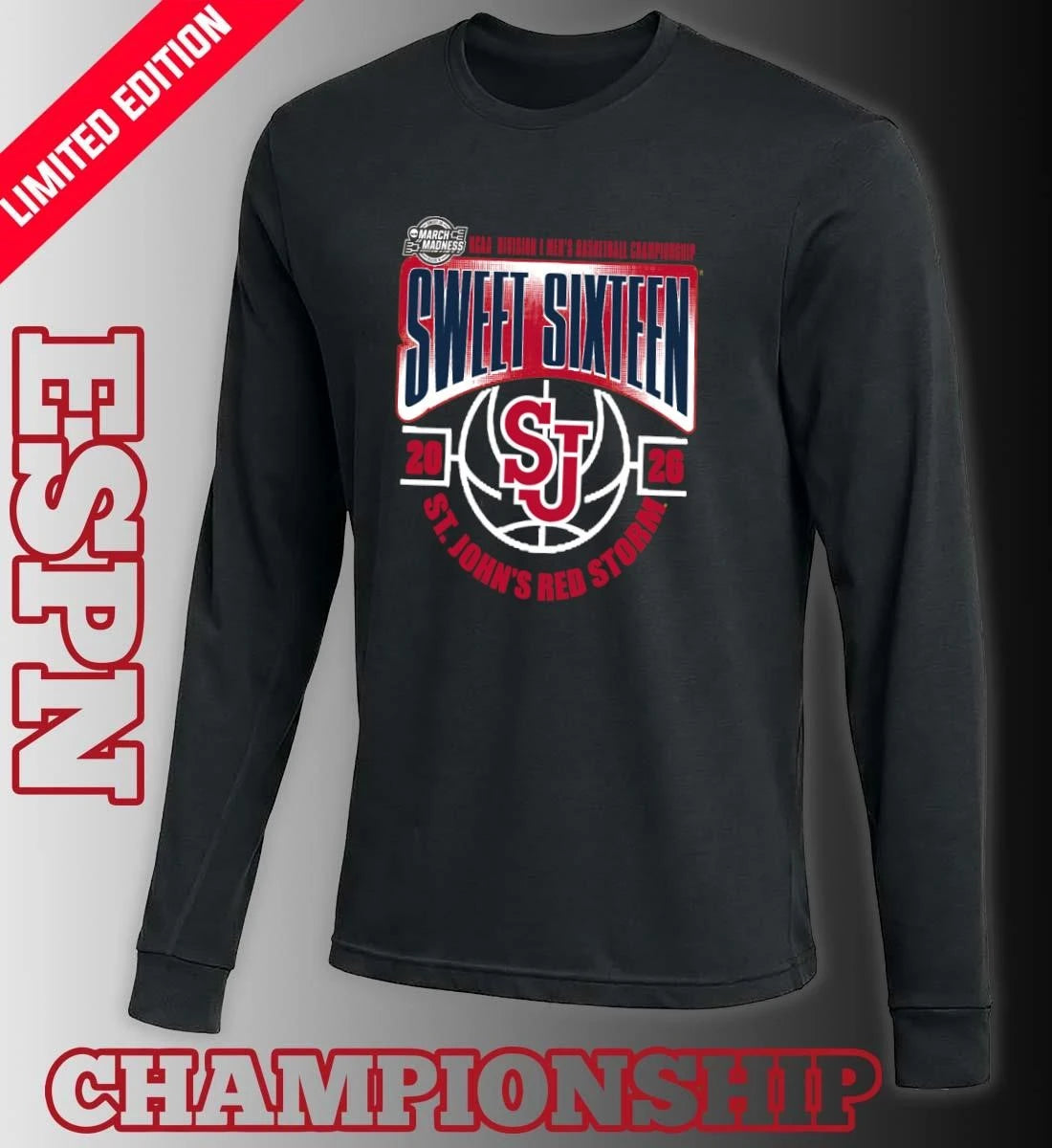 Official St. John’s Red Storm Sweet 16 NCAA DI Men’s Basketball Tournament March Madness 2026 T-Shirt