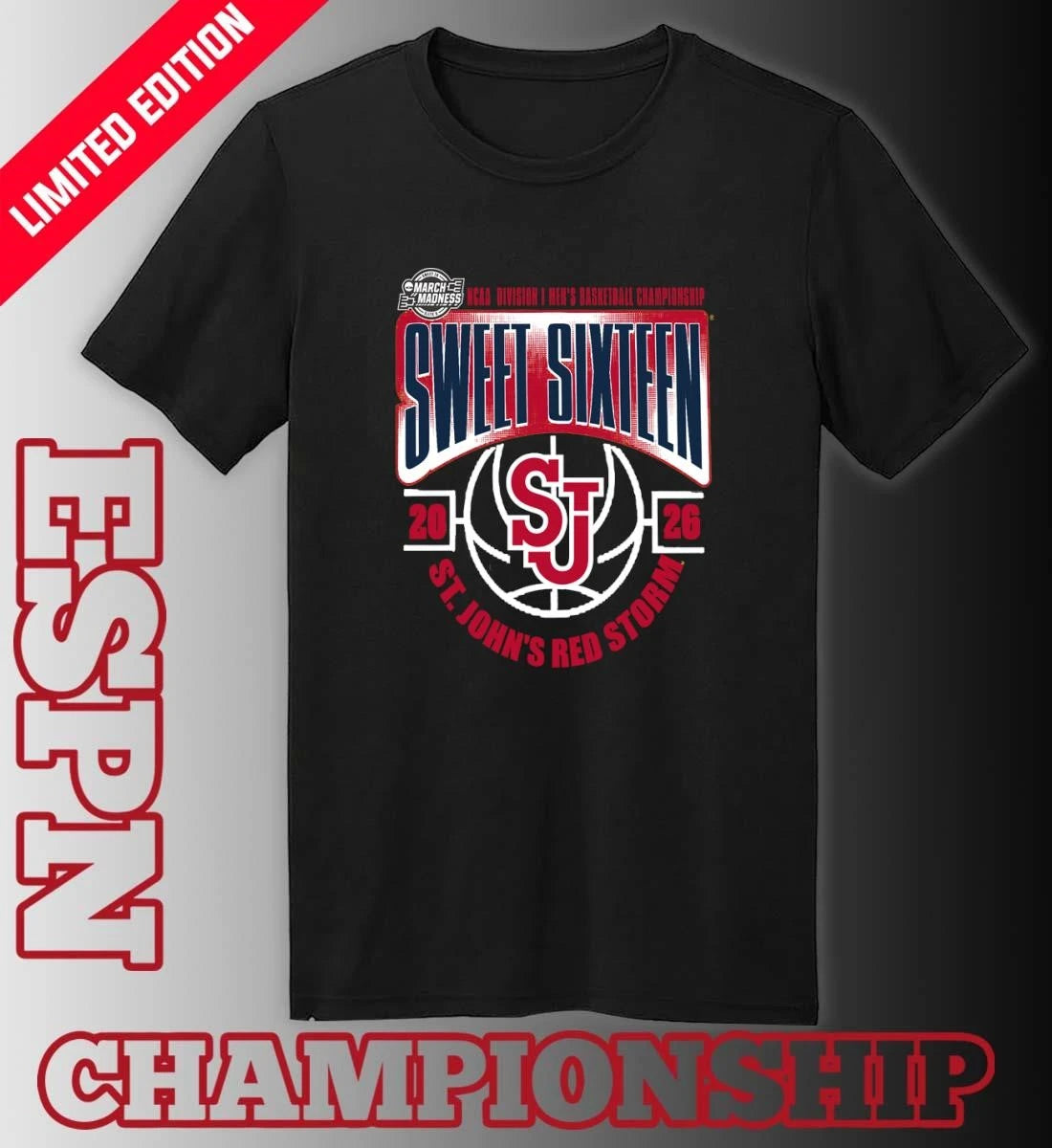 Official St. John’s Red Storm Sweet 16 NCAA DI Men’s Basketball Tournament March Madness 2026 T-Shirt