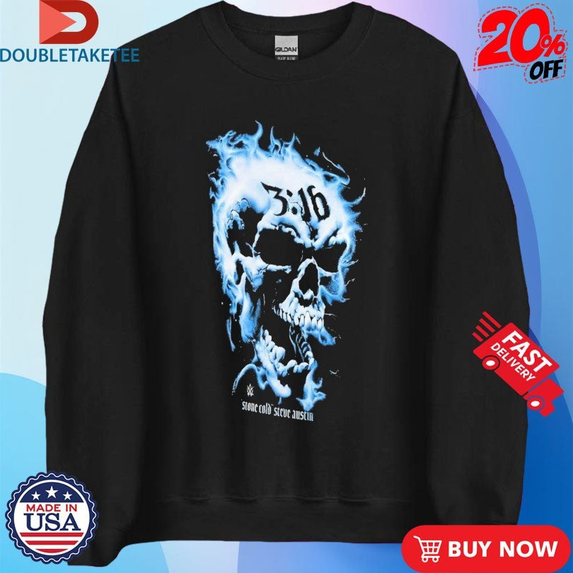 Official Stone Cold Steve Austin 3 16 Day Blue Flame Skull Shirts